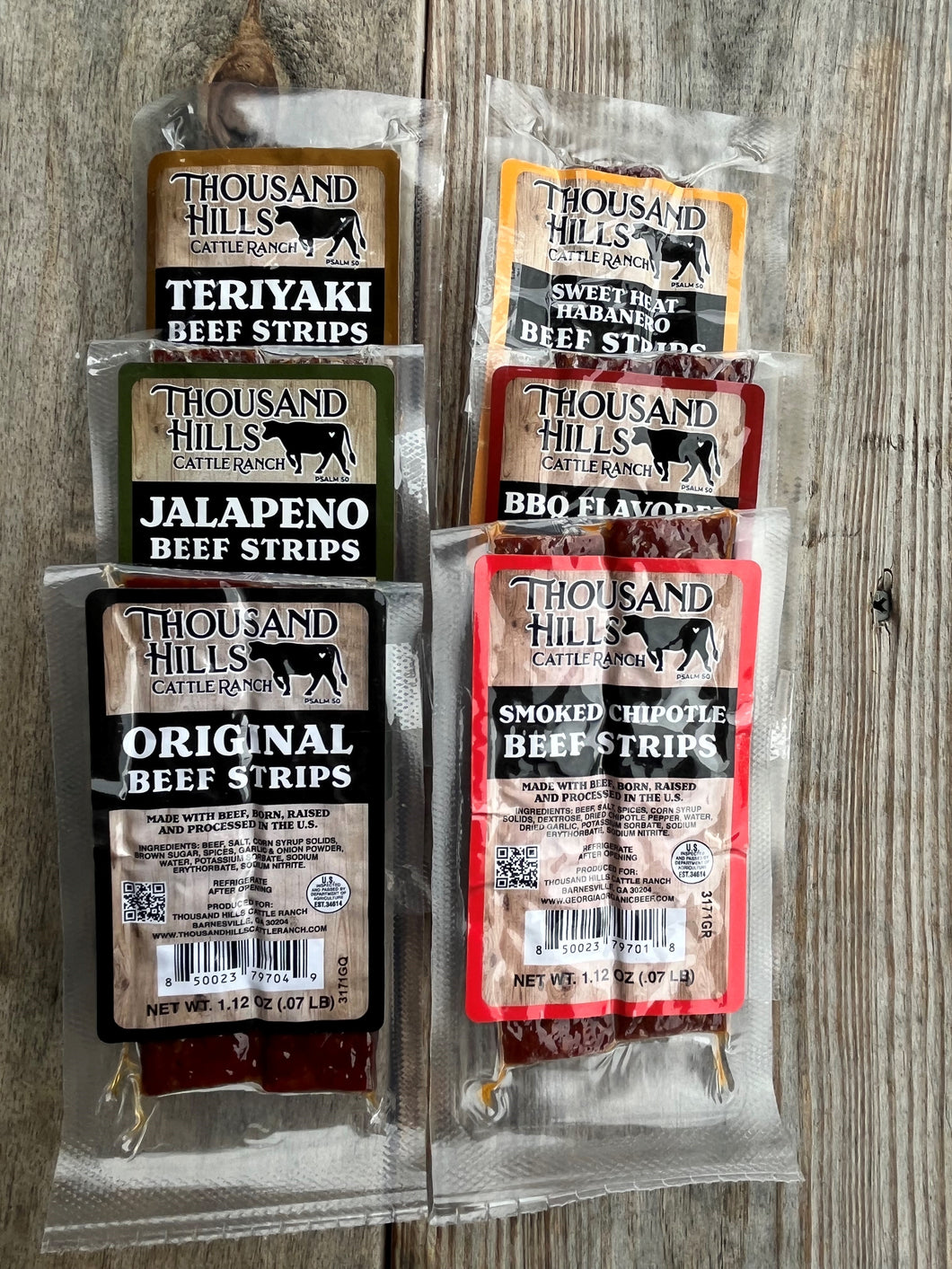 Ready-to-Eat:  Beef Jerky Strips - Sampler